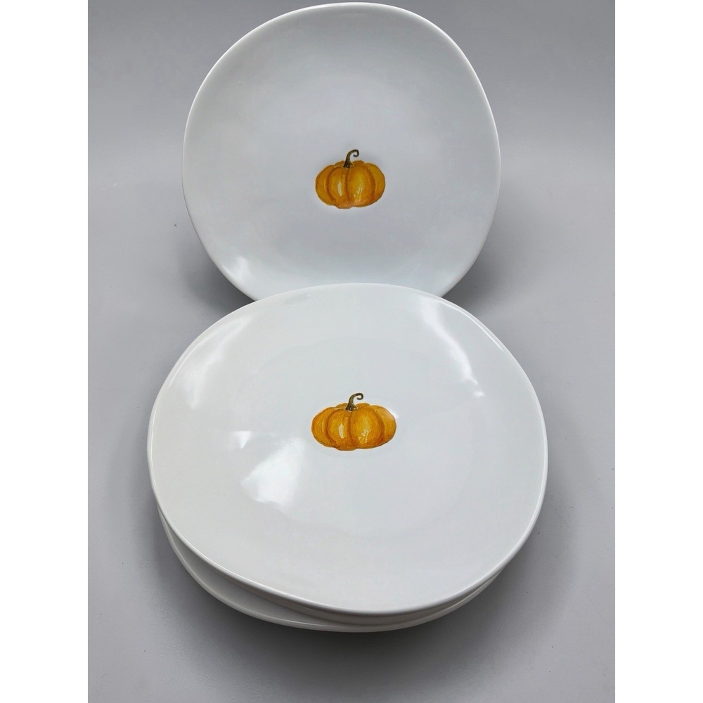 Set 4 Williams Sonoma Sugar Pumpkin Collection Dinner Plates 9.25" Fall Harvest